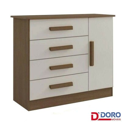 C�moda Firenze Castanho/Off 4 Gavetas e Sapateira Larg. 1.10m - D Doro