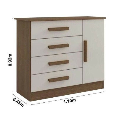 C�moda Firenze Castanho/Off 4 Gavetas e Sapateira Larg. 1.10m - D Doro