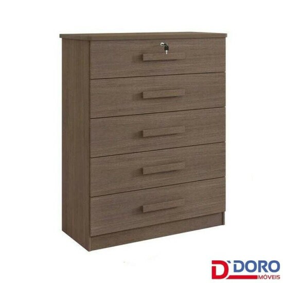 C�moda Ipanema Castanho 5 Gavetas Larg. 0.85m - D Doro