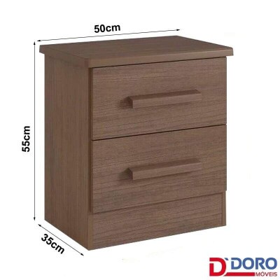 Mesa de Cabeceira New Athos Castanho 2 Gavetas Larg. 0.50m - D Doro