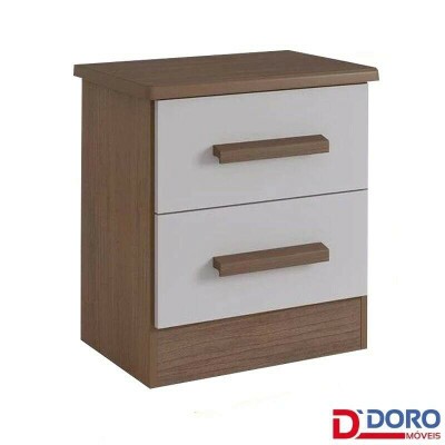Mesa de Cabeceira New Athos Castanho/Off 2 Gavetas Larg. 0.50m - D Doro