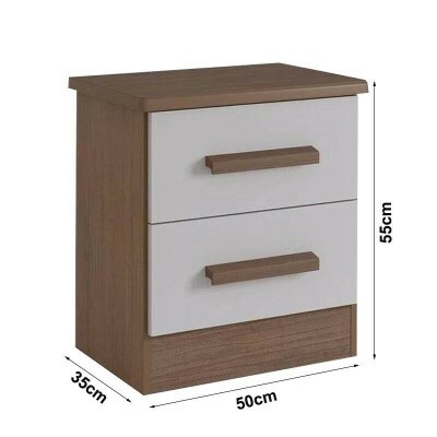 Mesa de Cabeceira New Athos Castanho/Off 2 Gavetas Larg. 0.50m - D Doro