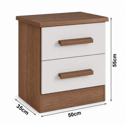 Mesa de Cabeceira New Athos Castanho/Off 2 Gavetas Larg. 0.50m - D Doro