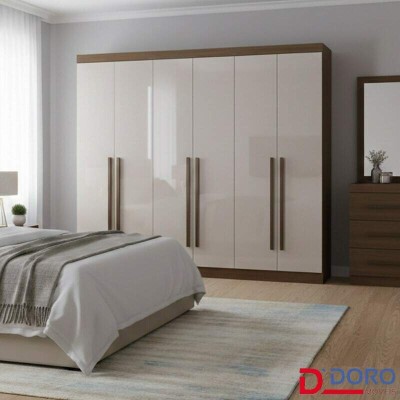 Guarda-roupa Casal Da Vinci Plus Castanho/Off 6 Portas 6 Gavetas 100% MDF Larg. 2.75m - D Doro