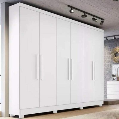 Combo - Guarda-roupa Sergipe Branco 6 PTS C/ P�s 100% MDF Larg. 1.80m - Bianchi + Cama Box Solteiro Rondoconfort Ortop�dico D33 Selada - Rondom�veis