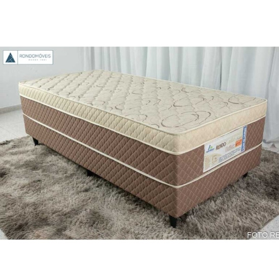 Combo - Guarda-roupa Sergipe Branco 6 PTS C/ P�s 100% MDF Larg. 1.80m - Bianchi + Cama Box Solteiro Rondoconfort Ortop�dico D33 Selada - Rondom�veis