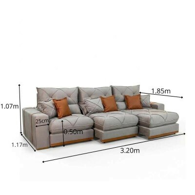 Sof� Retr�til Reclin�vel Gran Bello 3.20m Veludo Capuccino - Molas Ensacadas