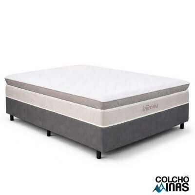 Colch�o Casal Uberaba Espuma Viscoel�stica ColchoMinas + Box Casal Universal Linho Grafite Gazin - 138x188x70 | Suporta at� 300kg