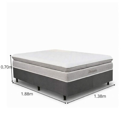 Colch�o Casal Uberaba Espuma Viscoel�stica ColchoMinas + Box Casal Universal Linho Grafite Gazin - 138x188x70 | Suporta at� 300kg