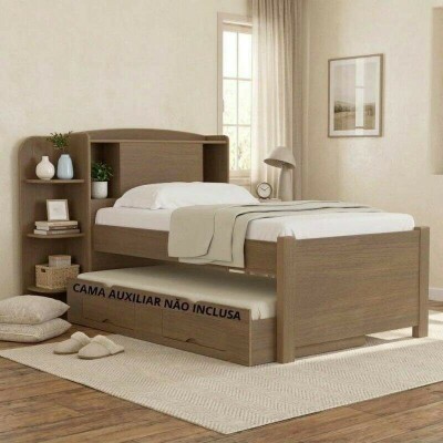 Cama Solteiro Mil�nio Castanho Cabeceira C/ Ba� - D Doro