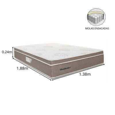 Colch�o Casal Tiradentes Linho Bege Molas Ensacadas 138x188x24 - D' Vitrine | Suporta at� 220kg