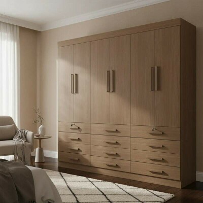 Guarda-roupa Casal M�naco Castanho 6 Portas 12 Gavetas Larg. 2.40m - D Doro