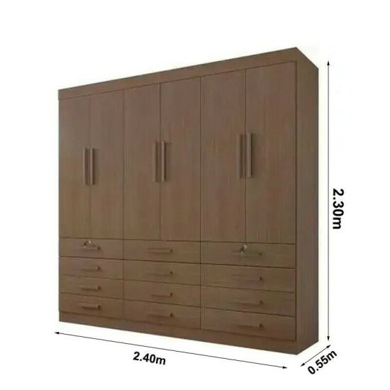 Guarda-roupa Casal 2,40m M�naco Castanho 6 Portas 12 Gavetas 100% MDF - D Doro