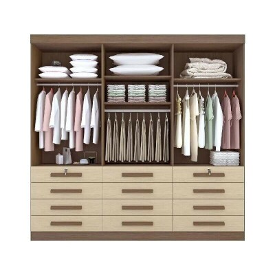 Guarda-roupa Casal M�naco Castanho/Off 6 Portas 12 Gavetas Larg. 2.40m - D Doro