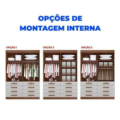 Roupeiro Solteiro M�naco Castanho/Off 4 Portas 8 Gavetas Larg. 1.60m - D Doro