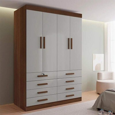Roupeiro Solteiro M�naco Castanho/Off 4 Portas 8 Gavetas Larg. 1.60m - D Doro