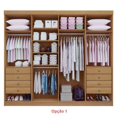 Roupeiro Casal Daymond Castanho 8 Portas 8 Gavetas 100% MDF Larg. 2.75m - D Doro