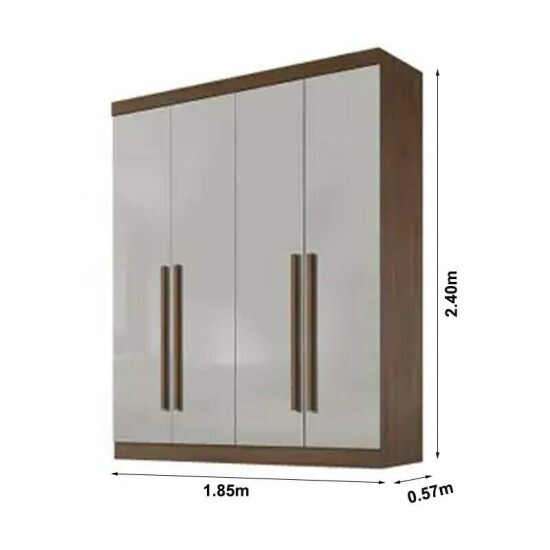 Roupeiro Solteiro Da Vinci Plus Castanho/Off 4 Portas 3 Gavetas 100% MDF Larg. 1.85m - D Doro
