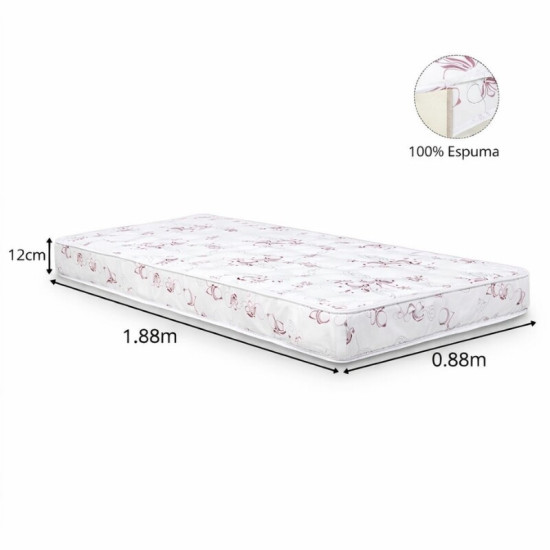 Colch�o Solteiro Soffie Lotus 88x188x12 Branco Det. Vermelho - Nosso Sonho