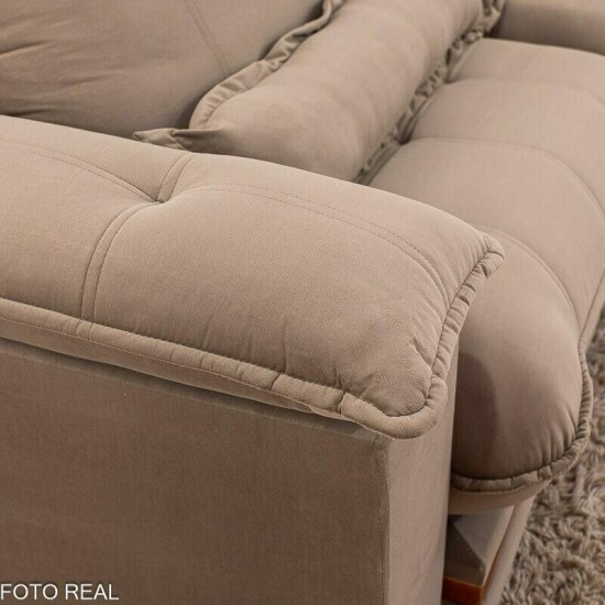 Sof� Retr�til Reclin�vel Ibis 2,50m Veludo Capuccino 828 - D33 e Molas Ensacadas