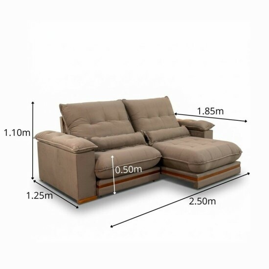 Sof� Retr�til Reclin�vel Ibis 2,50m Veludo Capuccino 828 - D33 e Molas Ensacadas