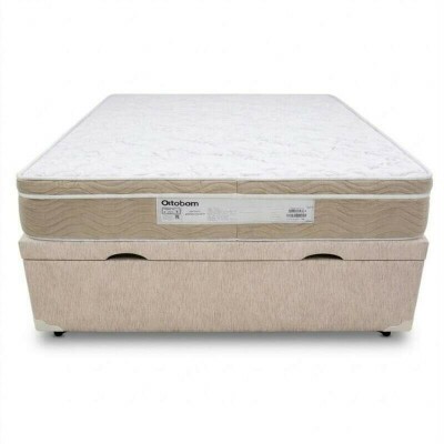Colch�o Casal Airtech Springpocket Molas Ensacadas Ortobom + Base Box Ba� Casal Prime Confort Linh�o Palha Blindado Issacar - 138x188x70 | Suporta at� 240kg