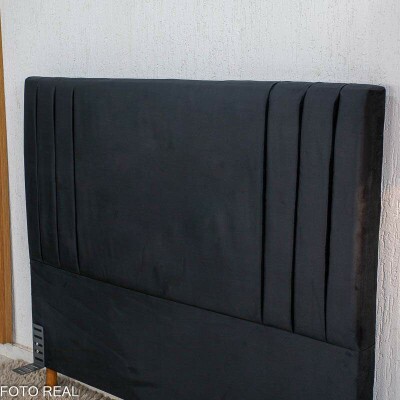 Cabeceira Casal Portinari Veludo Preto Larg. 1.40m
