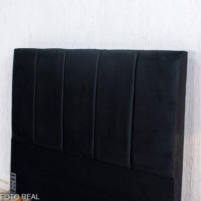 Cabeceira Casal Roma Veludo Preto Larg. 1.40m