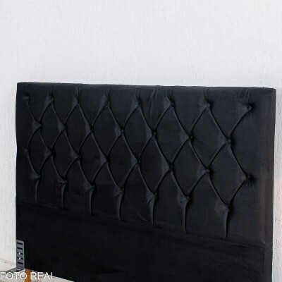 Cabeceira Casal Vit�ria Veludo Preto Larg. 1.40m