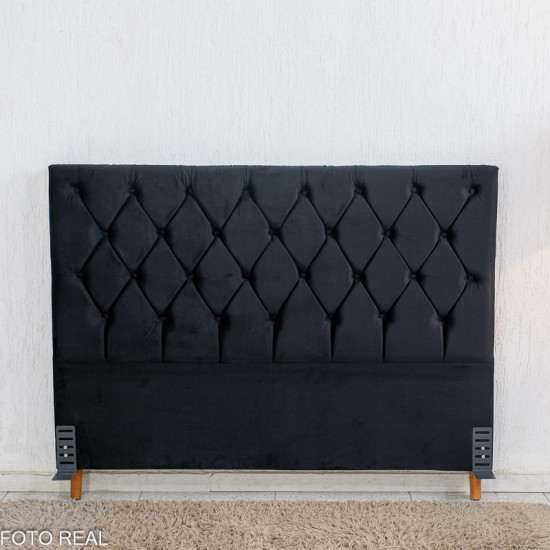 Cabeceira Queen 1,60m Vit�ria Veludo Preto Larg. 1.60m