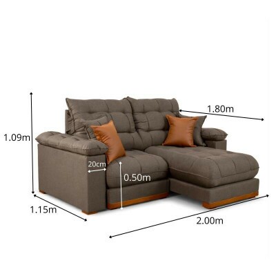 Sof� Retr�til Reclin�vel Verona 2.00m Linho Marrom - Molas Ensacadas