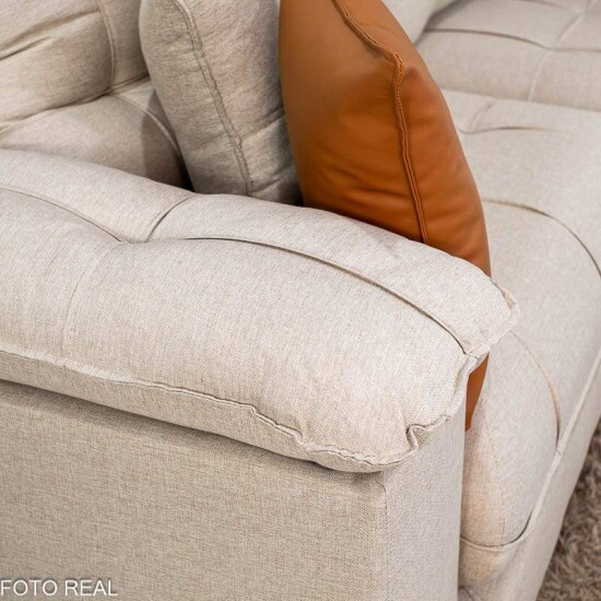 Sof� Retr�til Reclin�vel Verona 2.50m Linho Bege - Molas Ensacadas
