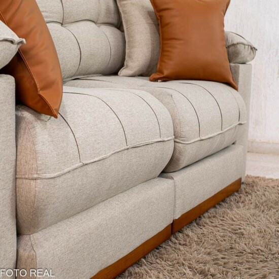 Sof� Retr�til Reclin�vel Verona 2.50m Linho Bege - Molas Ensacadas