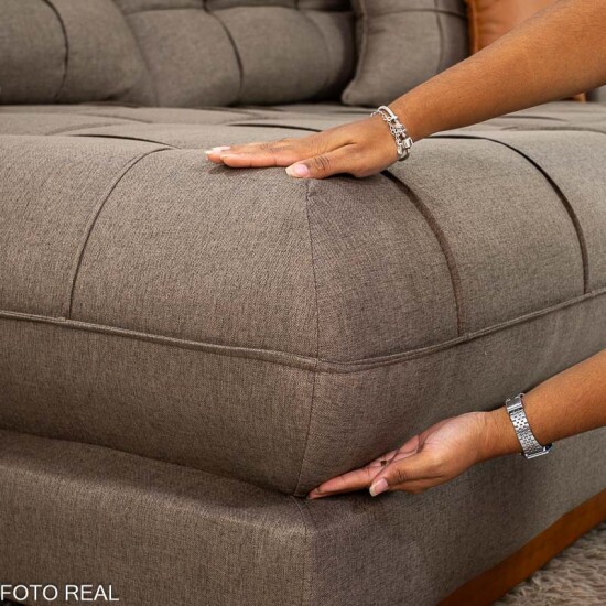 Sof� Retr�til Reclin�vel Verona 2.50m Linho Marrom - Molas Ensacadas