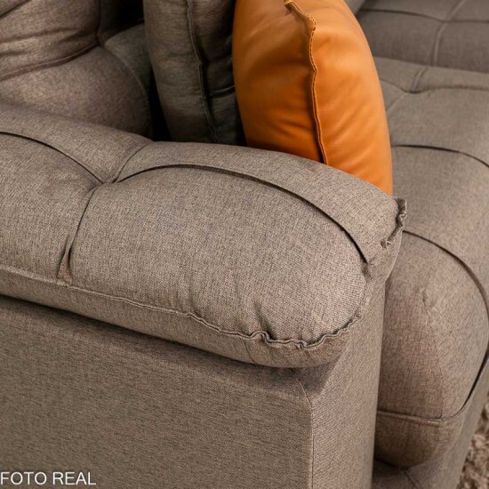 Sof� Retr�til Reclin�vel Verona 2.50m Linho Marrom - Molas Ensacadas