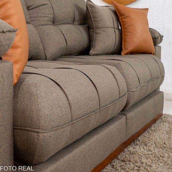 Sof� Retr�til Reclin�vel Verona 2.50m Linho Marrom - Molas Ensacadas