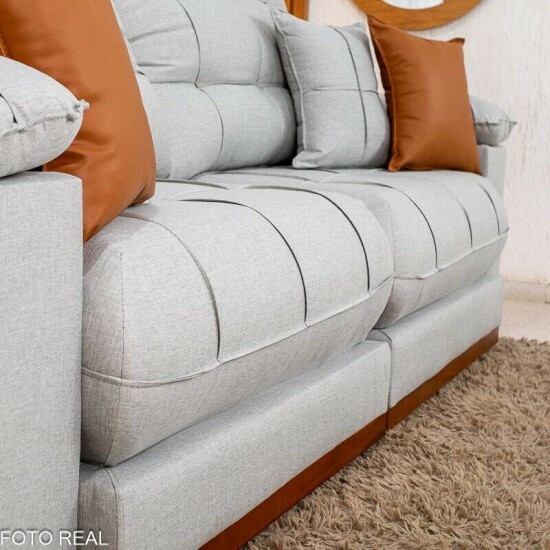 Sof� Retr�til Reclin�vel Verona 2.30m Linho Cinza Gelo 31 - Molas Ensacadas