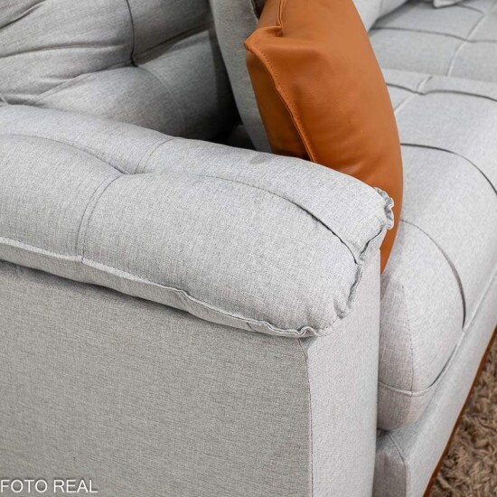Sof� Retr�til Reclin�vel Verona 2.30m Linho Cinza Gelo 31 - Molas Ensacadas