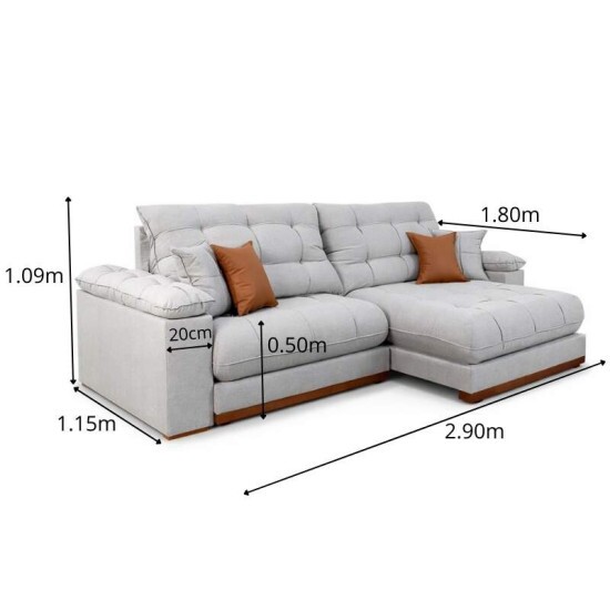 Sof� Retr�til Reclin�vel Verona 2.90m Linho Cinza Gelo 31 - Molas Ensacadas