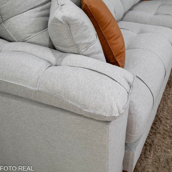 Sof� Retr�til Reclin�vel Verona 2.90m Linho Cinza Gelo 31 - Molas Ensacadas