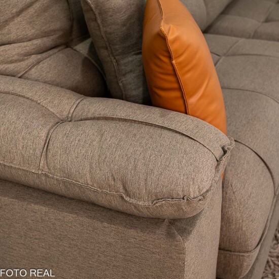 Sof� Retr�til Reclin�vel Verona 2.90m Linho Marrom - Molas Ensacadas