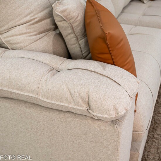 Sof� Retr�til Reclin�vel Verona 2.90m Linho Bege - Molas Ensacadas