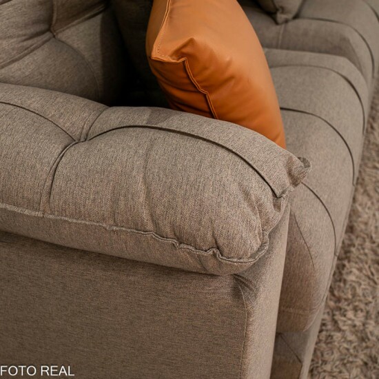 Sof� Retr�til Reclin�vel Verona 3.20m Linho Marrom - Molas Ensacadas