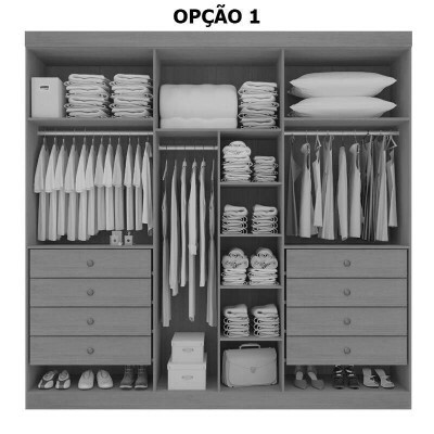Roupeiro Milano Branco 6 Portas e 8 Gavetas 100% MDF Larg. 2.20m - D Doro