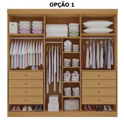 Roupeiro Milano Cinamomo 6 Portas e 8 Gavetas 100% MDF Larg. 2.20m - D Doro