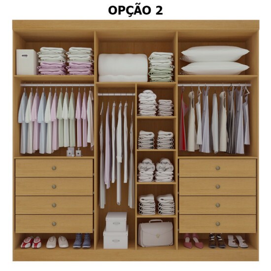 Roupeiro Milano Cinamomo 6 Portas e 8 Gavetas 100% MDF Larg. 2.20m - D Doro