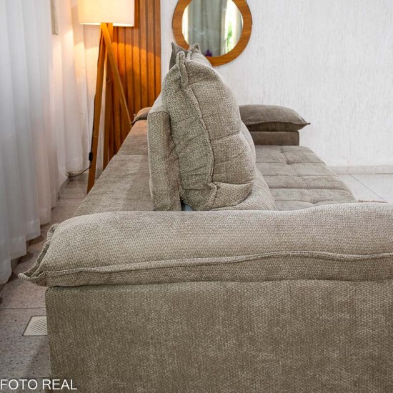 Sof� Retr�til Reclin�vel Ita�na 2.30m Chenille Bege 574 - Molas Ensacadas