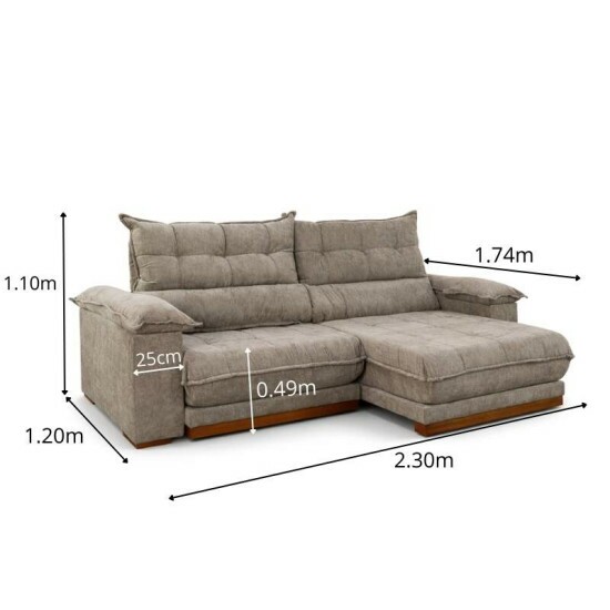 Sof� Retr�til Reclin�vel Ita�na 2.30m Chenille Bege 574 - Molas Ensacadas