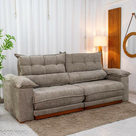 Sof� Retr�til Reclin�vel Ita�na 2.30m Chenille Bege 574 - Molas Ensacadas