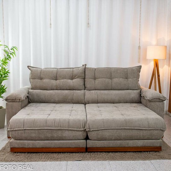 Sof� Retr�til Reclin�vel Ita�na 2.30m Chenille Bege 574 - Molas Ensacadas